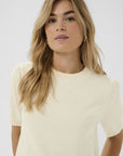 Milasz Ss Pullover i seedpearl melange sett fra siden, cardigan fra Saint Tropez hos Image Mandal