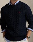 Long-Sleeve Driver Crewneck Pullover i blå detaljbilde, genser fra Polo Ralph Lauren hos Image Mandal