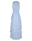 Marli Solid Chiffon Dress i blå på modell, kjole fra Neo Noir hos Image Mandal