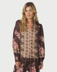 Massima Botanical Border Blouse i Black, skjorte fra Neo Noir hos Image Mandal