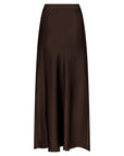 Vicky Heavy Sateen Skirt i brun bakfra, skjørt fra Neo Noir hos Image Mandal
