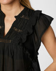 Jayla Voile Top i sort alternativt utsnitt, bluse fra Neo Noir hos Image Mandal