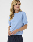 Milasz Ss Pullover på modell, cardigan fra Saint Tropez hos Image Mandal