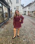 Lola Sleeve Dress i burgunder bakfra, kjole fra Designers Remix hos Image Mandal
