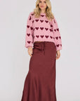 Heart knit pullover