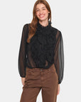 Lilja Crincle Shirt i sort detaljbilde, bluse fra Saint Tropez hos Image Mandal