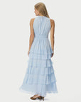 Marli Solid Chiffon Dress i lyseblå nærbilde av detaljer, kjole fra Neo Noir hos Image Mandal