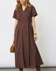 Elaracc Wrap Ss Dress i dark brun, kjole fra Co'couture hos Image Mandal