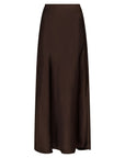 Vicky Heavy Sateen Skirt i dark brun sett fra siden, skjørt fra Neo Noir hos Image Mandal