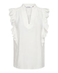 Heracc Frill Ss V-Top i hvit sett fra siden, bluse fra Co'couture hos Image Mandal