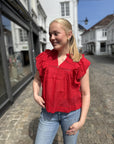 Jayla Voile Top i rød i bomull, bluse fra Neo Noir hos Image Mandal