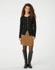 Teller Knit Blouse i sort nærbilde av detaljer, bluse fra Neo Noir hos Image Mandal