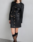 Maya Button Jacket i sort nærbilde av detaljer, blazer fra Designers Remix hos Image Mandal
