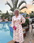 Marie Maxi Dress i krem med rosa/lilla, kjole fra Milli & Me hos Image Mandal