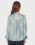 Rosslyn Paisley Drop Blouse i Dusty Blue, skjorte fra Neo Noir hos Image Mandal