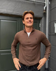 Long-Sleeve Half-Zip Pullover i brun mu, genser fra Polo Ralph Lauren hos Image Mandal