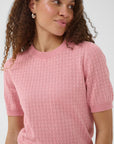 Milasz Pointelle Ss Pullover i cameo pink melange, cardigans fra Saint Tropez, bilde 8 – Image Mandal