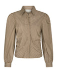 Ritta Stripe Shirt i light brun i bomull, skjorte fra Neo Noir hos Image Mandal