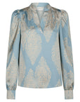 Rosslyn Paisley Drop Blouse i Dusty Blue, skjorte fra Neo Noir hos Image Mandal