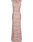 Zella Chiffon Print Dress i dus rosa nærbilde av detaljer, kjole fra Neo Noir hos Image Mandal