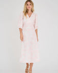 Lin Long Dress i sand/pale rosa sett fra siden, kjole fra A-view hos Image Mandal