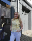 Ansol Solid Chiffon Top i light gul i polyester, topp fra Neo Noir hos Image Mandal