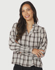 Camisa Big Check Blouse i Off White, skjorte fra Neo Noir hos Image Mandal