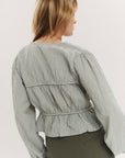 Indiana String Blouse i oliven grønn rutete sett fra siden, bluse fra Once Untold hos Image Mandal