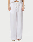 Heifa Linen Pants i hvit nærbilde av detaljer, bukse fra Neo Noir hos Image Mandal