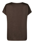 Annabeth heavy sateen tee i Dark Brown, bluse fra Neo Noir hos Image Mandal