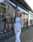 Ansol Solid Chiffon Top i blå styling-inspirasjon, topp fra Neo Noir hos Image Mandal