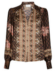 Massima Botanical Border Blouse i Black, skjorte fra Neo Noir hos Image Mandal