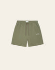 Stan Seersucker Swim Shorts i grønn nærbilde av detaljer, badetøy fra Les Deux hos Image Mandal