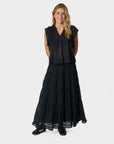 Felicia S Voile Skirt i marineblå sett fra siden, skjørt fra Neo Noir hos Image Mandal