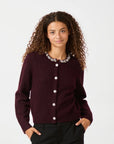 Marie Stone Knit Cardigan i vinrød i ull, cardigan fra Neo Noir hos Image Mandal
