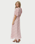 Kikka Chiffon Flower Dress i rose nærbilde av detaljer, kjole fra Neo Noir hos Image Mandal