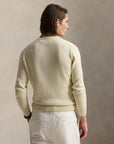 7-Gauge Crew Neck Long-Sleeve Sweater i kremhvit bakfra, genser fra Polo Ralph Lauren hos Image Mandal