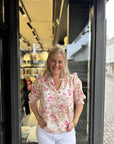 Davina Flower Rose Blouse i rose i bomull, skjorte fra Neo Noir hos Image Mandal