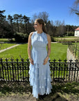 Marli Solid Chiffon Dress i blå detaljbilde, kjole fra Neo Noir hos Image Mandal