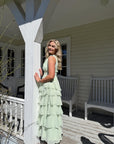 Marli Solid Chiffon Dress i lysegrønn i polyester, kjole fra Neo Noir hos Image Mandal