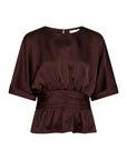 Annegret Heavy Sateen Blouse i burgunder i polyester, skjorte fra Neo Noir hos Image Mandal