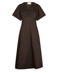 Illoana Poplin Dress i chocolate brun i bomull, kjole fra Neo Noir hos Image Mandal