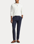 Long-Sleeve Half-Zip Pullover i hvit på modell, genser fra Polo Ralph Lauren hos Image Mandal