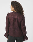 Amara Big Embroidery Blouse i Burgundy, skjorte fra Neo Noir hos Image Mandal