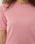 Milasz Pointelle Ss Pullover i cameo pink melange, cardigans fra Saint Tropez, bakfra – Image Mandal