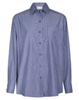 Dalma B Stripe Shirt i midnight blå sett fra siden, bluse fra Neo Noir hos Image Mandal
