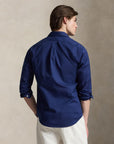 Woven Sport Shirt i marineblå nærbilde av detaljer, skjorte fra Polo Ralph Lauren hos Image Mandal