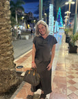 Vicky Heavy Sateen Skirt i dark brun i polyester, skjørt fra Neo Noir hos Image Mandal