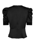 Benua Heavy Sateen Blouse i sort sett fra siden, skjorte fra Neo Noir hos Image Mandal