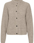 Alphagz Short Cardigan Noos i warm sand melange i ull, cardigan fra Gestuz hos Image Mandal